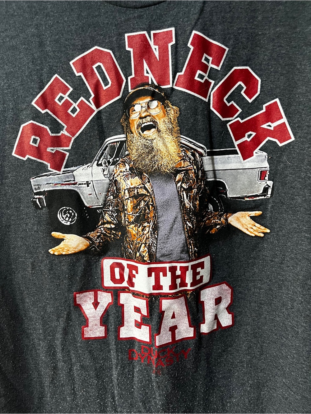 Gildan Charcoal 'Redneck of the Year' Graphic Tee - Red, White, Brown